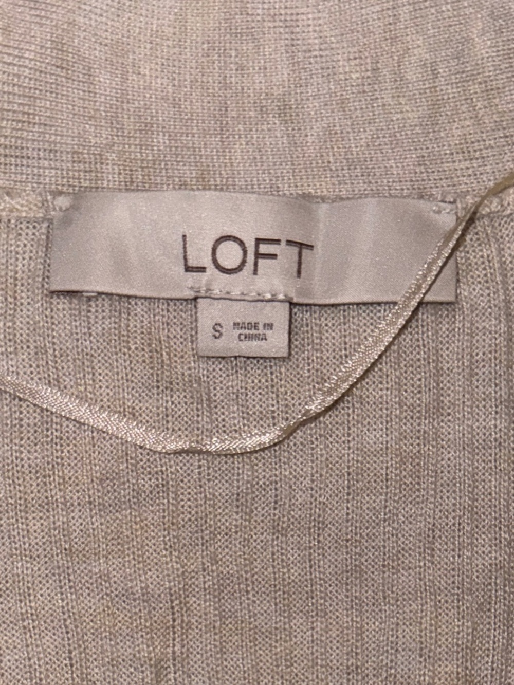 LOFT Cream Open-Front Ribbed Cardigan - Picture 4 of 4